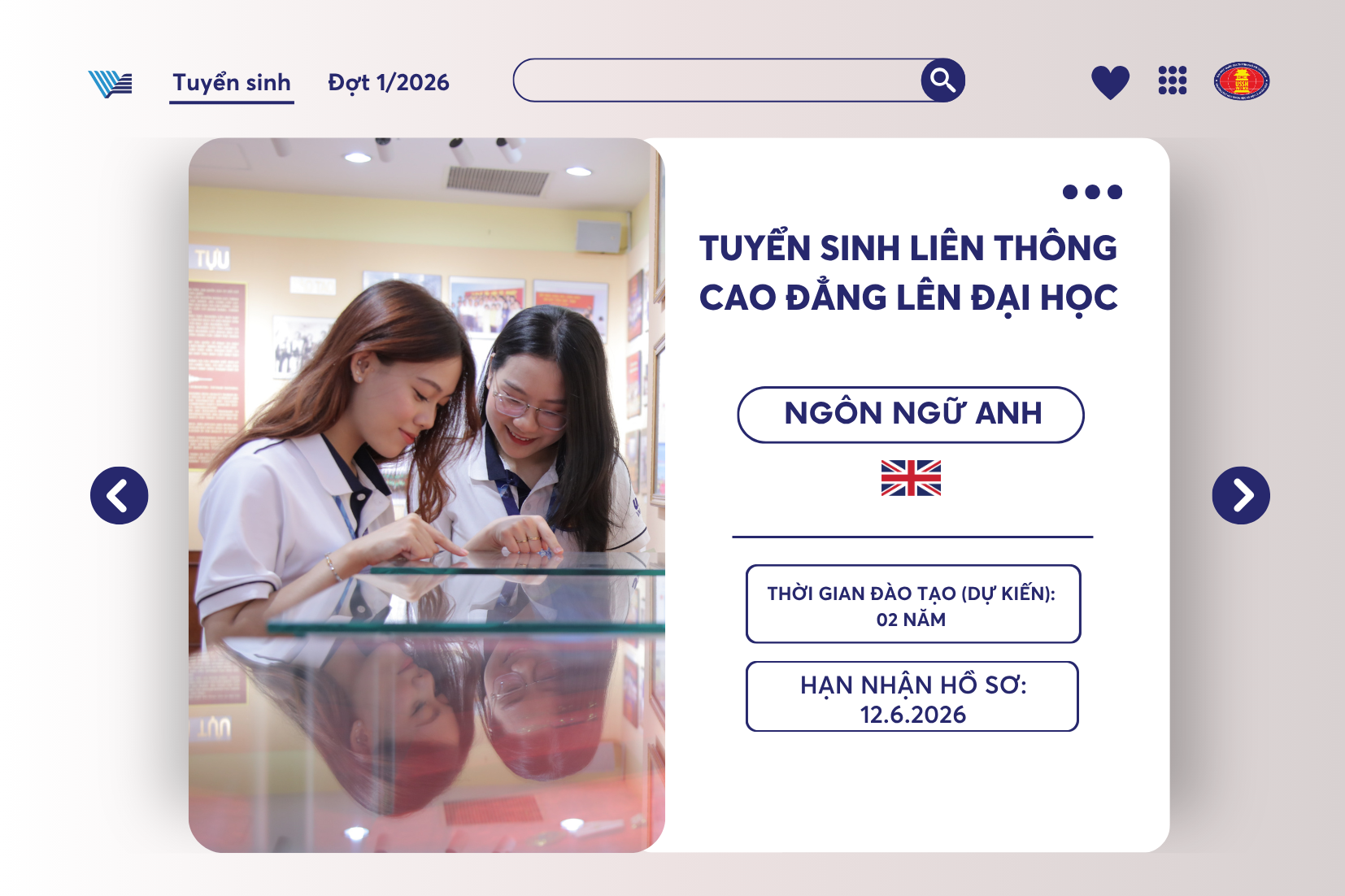 Thông báo tuyển sinh liên thông chính quy ngành Ngôn ngữ Anh đợt 1 năm 2026