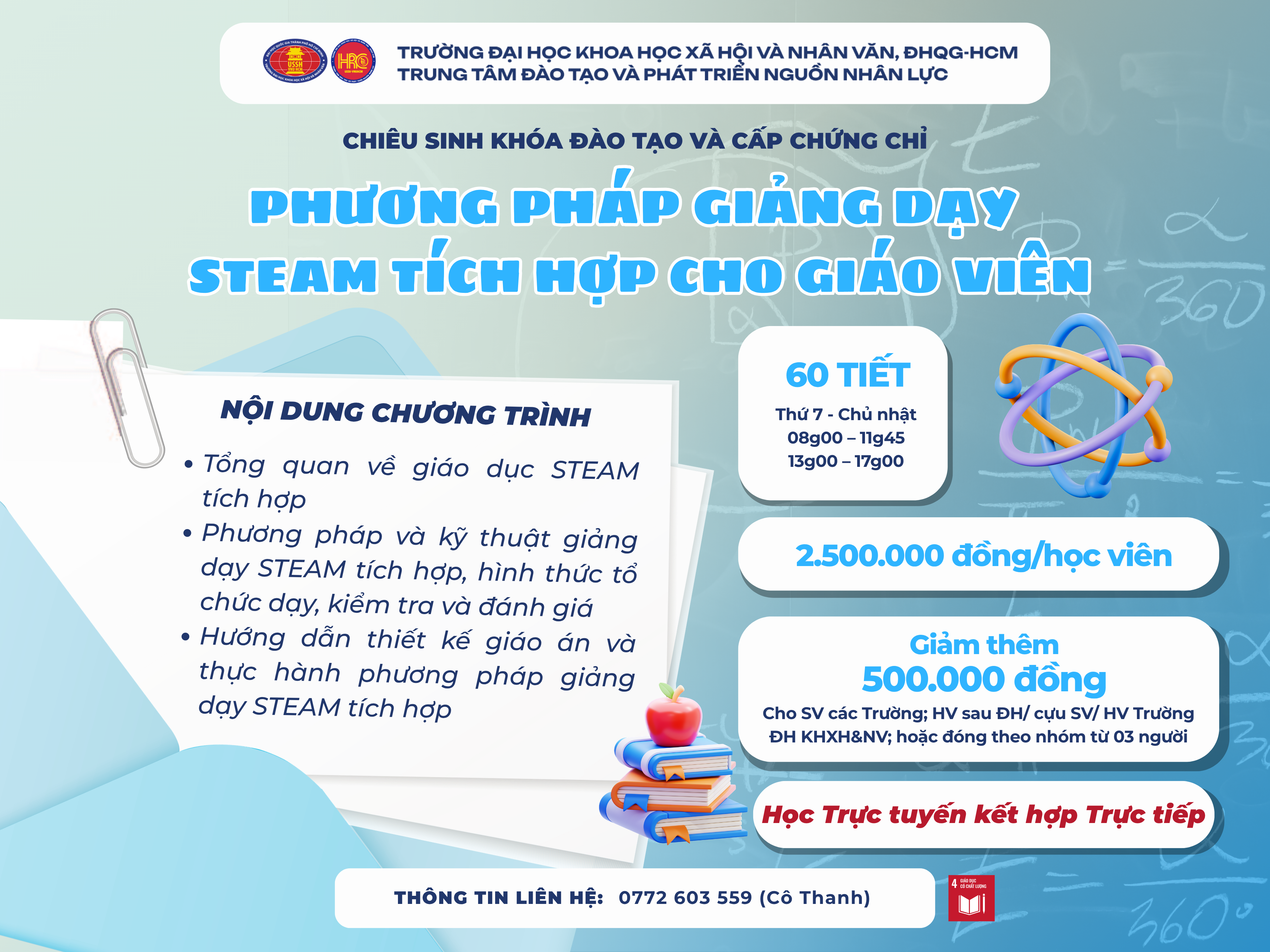 Chiêu sinh khóa đào tạo Phương pháp giảng dạy STEAM tích hợp cho giáo viên (Khóa 1) – Dự kiến khai giảng 13/06/2026