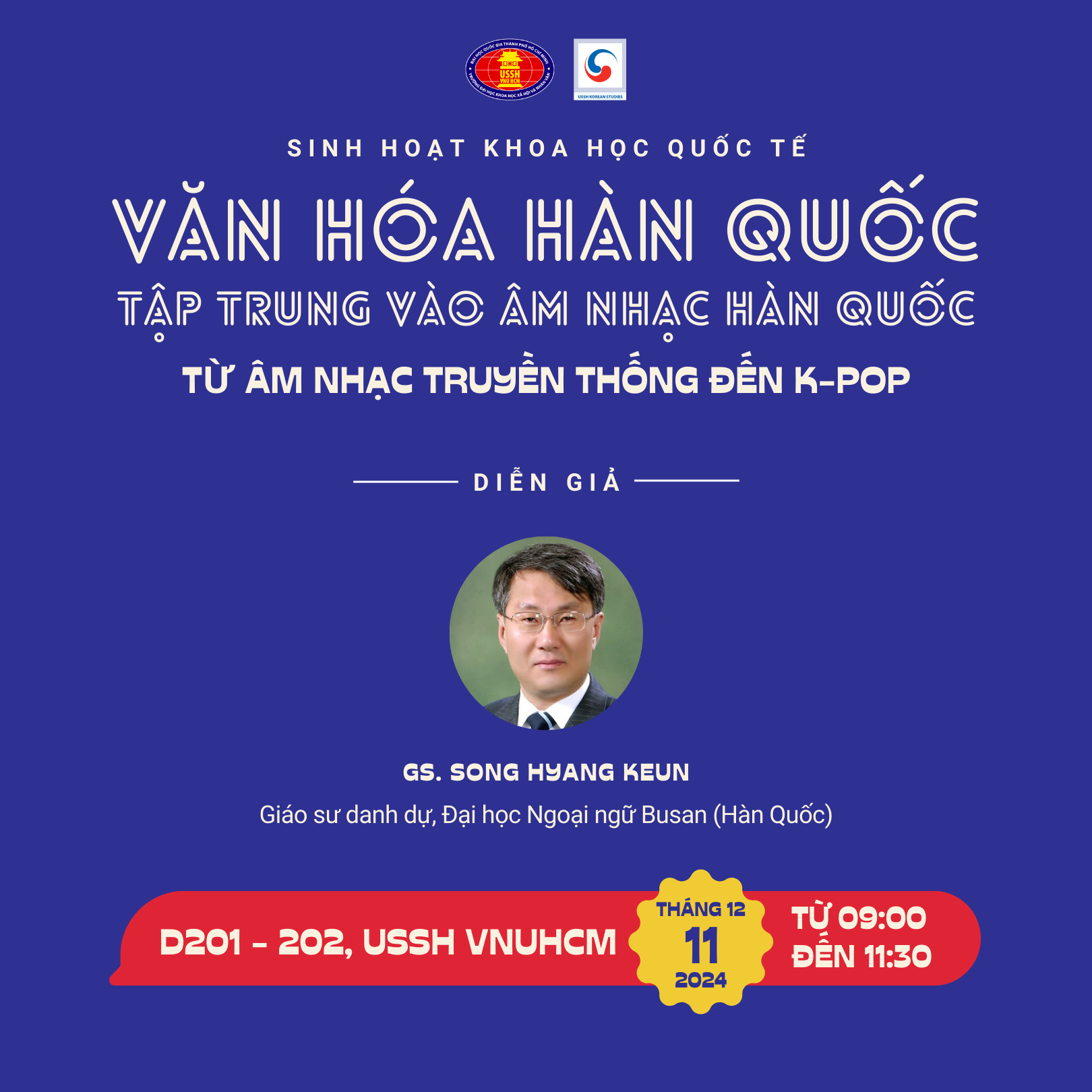 Sinh hoạt khoa học quốc tế "Văn hóa Hàn Quốc - Tập trung vào âm nhạc Hàn Quốc: Từ âm nhạc truyền thống đến K-pop"