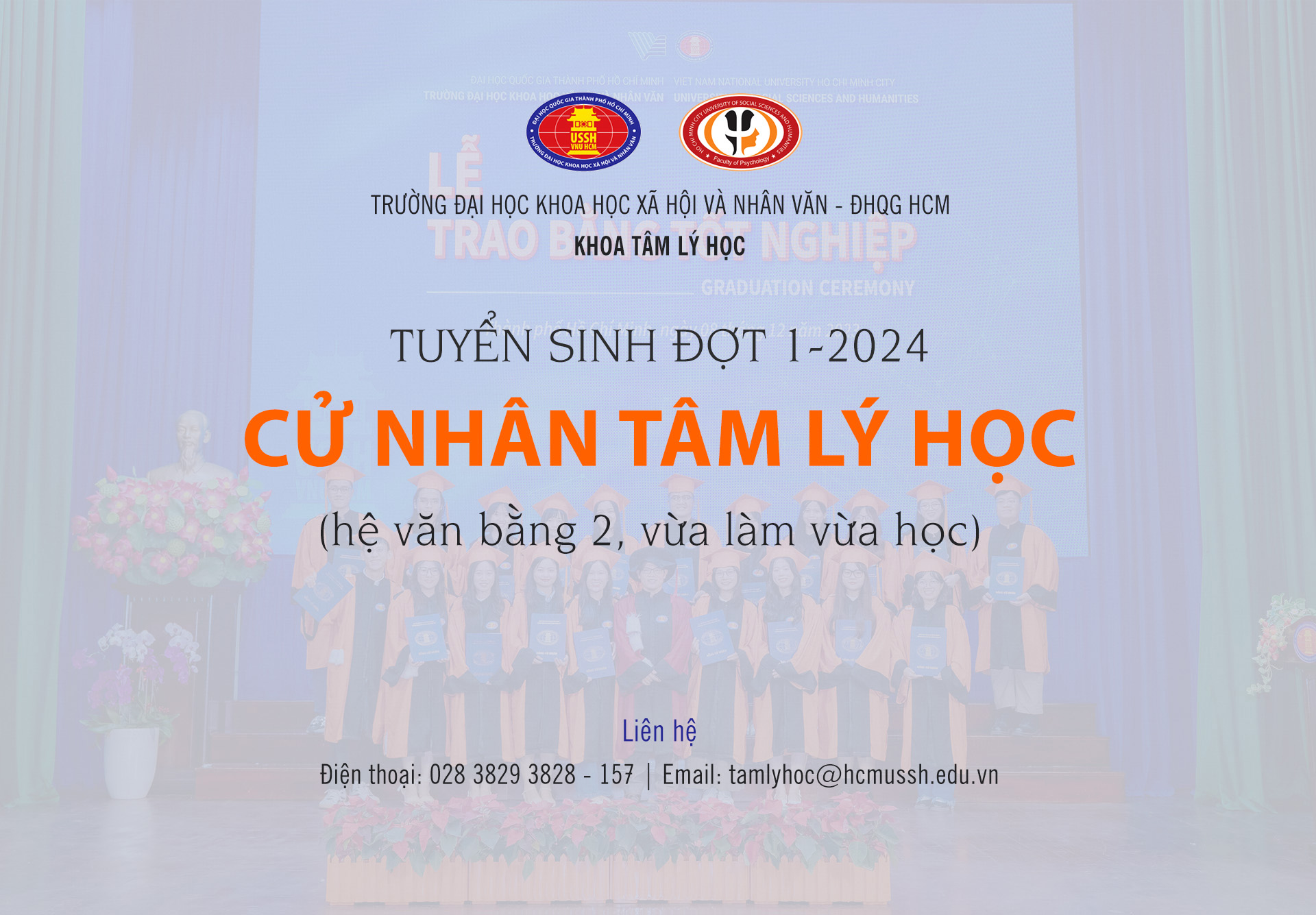 Khoa Tâm lý học tuyển sinh đợt 1/2024 thuộc các hệ đào tạo Văn bằng 2 và Vừa học vừa làm