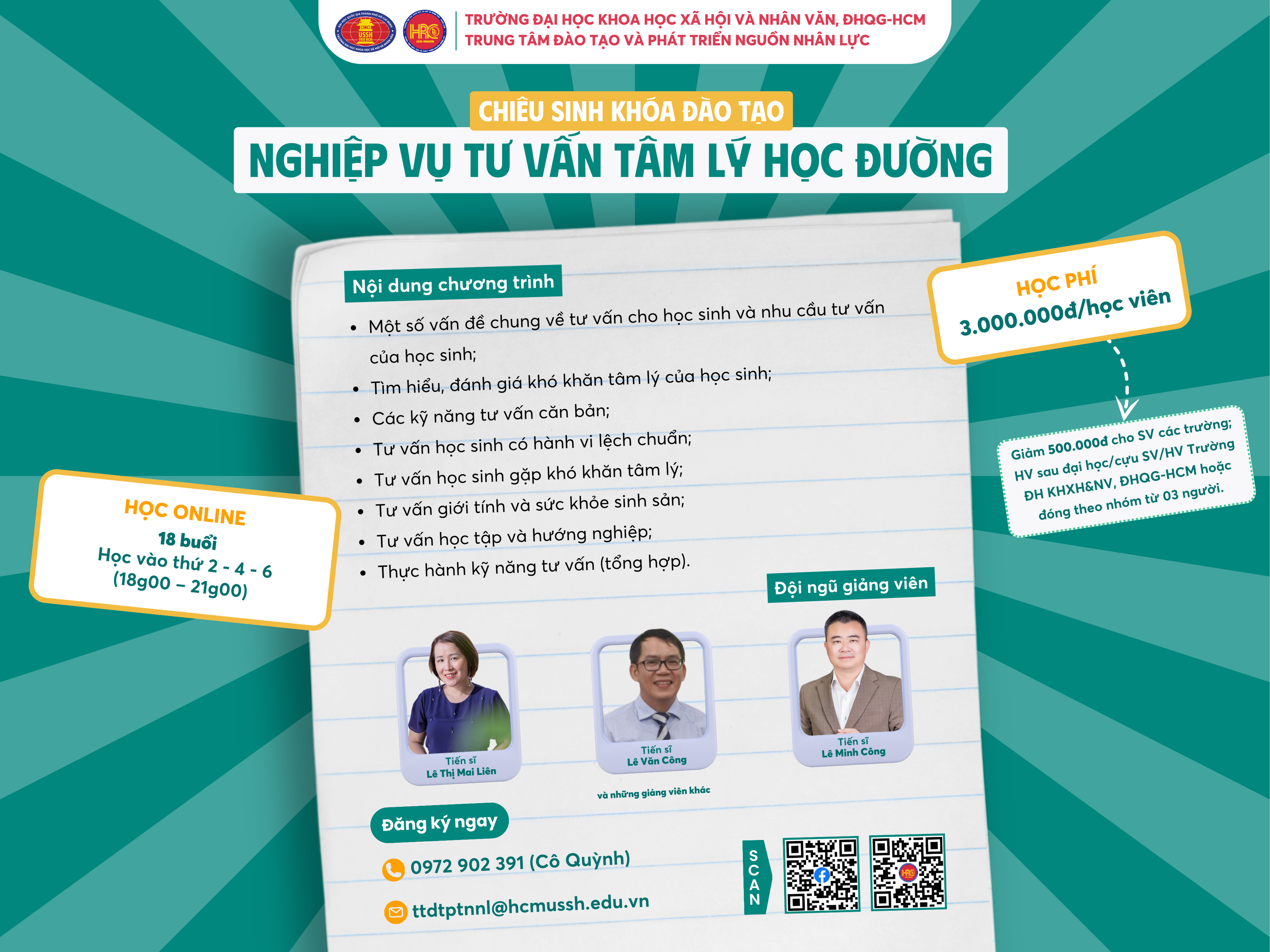 Chiêu sinh khóa đào tạo Nghiệp vụ Tư vấn tâm lý học đường (Khóa 32) – Dự kiến khai giảng 14/3/2025