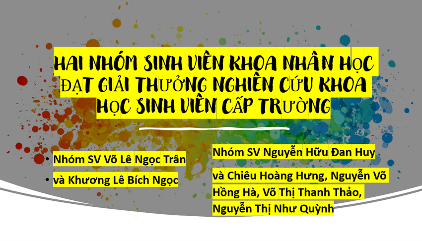 Hai nhóm sinh viên của khoa Nhân học đoạt giải thưởng nghiên cứu khoa học