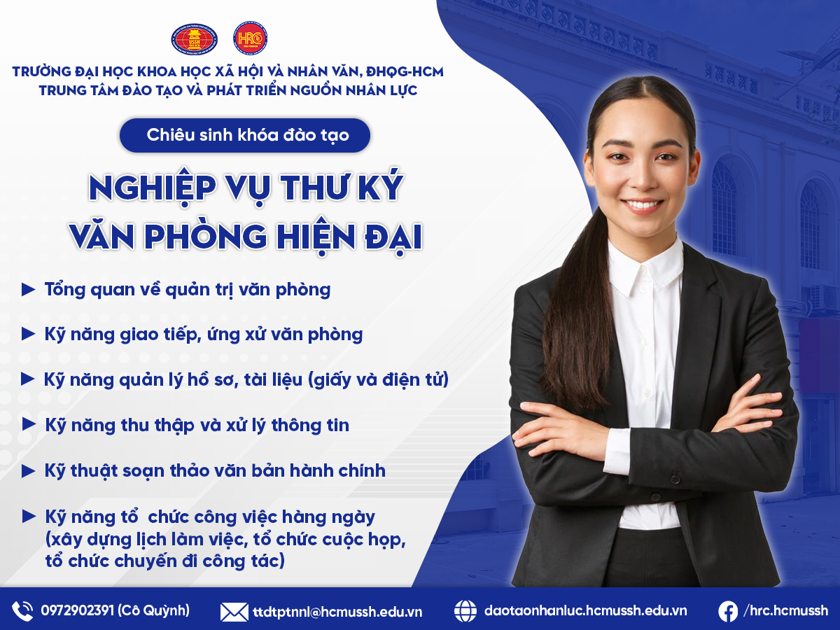 Chiêu sinh khóa đào tạo Nghiệp vụ Thư ký văn phòng hiện đại (Khóa 1) – Khai giảng 05/7/2024