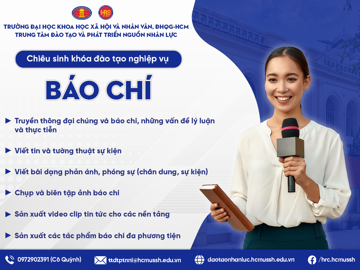Chiêu sinh khóa đào tạo Nghiệp vụ Báo chí (Khóa 17) – Khai giảng 07/7/2024