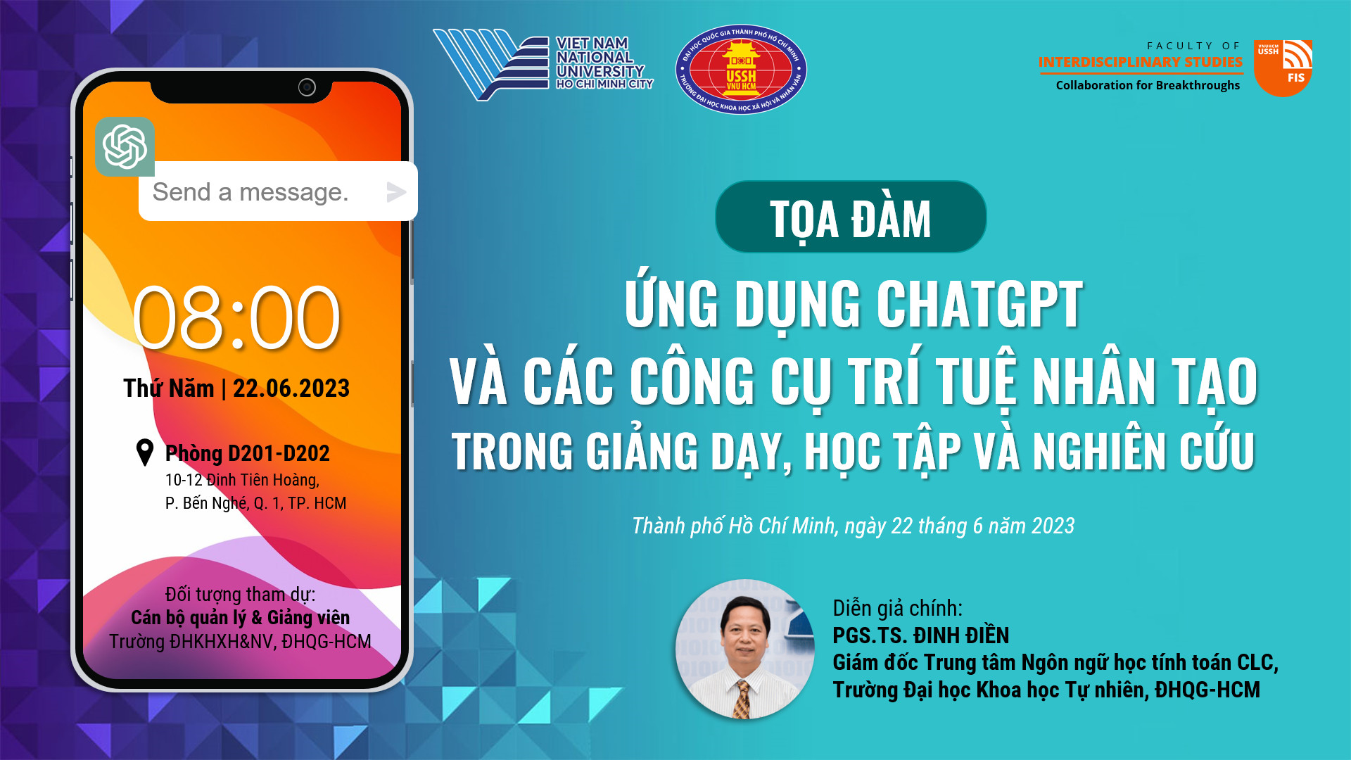 Đăng ký tham dự Tọa đàm khoa học “Ứng dụng ChatGPT và các công cụ trí tuệ nhân tạo trong giảng dạy, nghiên cứu”