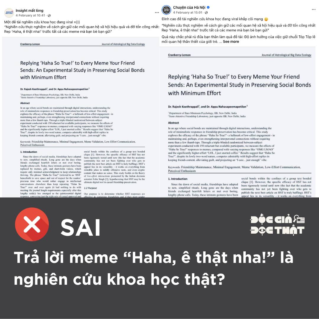 Trả lời meme “Haha, ê thật nha!” là nghiên cứu khoa học thật?