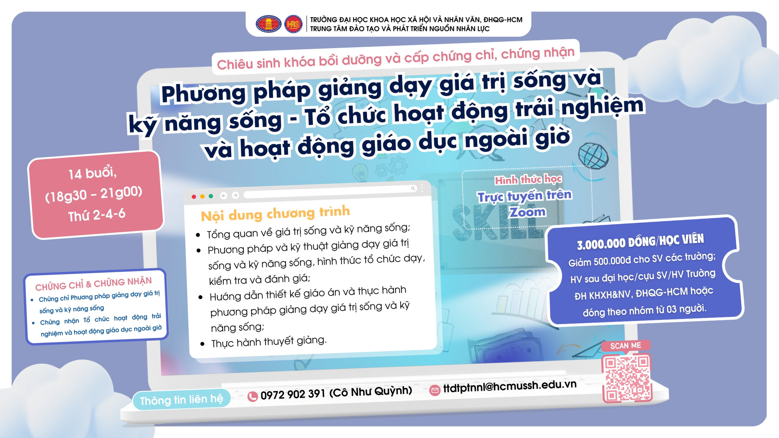 Chiêu sinh khóa bồi dưỡng Phương pháp giảng dạy Giá trị sống và Kỹ năng sống – Tổ chức hoạt động trải nghiệm và hoạt động giáo dục ngoài giờ (Khóa 28) – Dự kiến khai giảng 05/09/2025