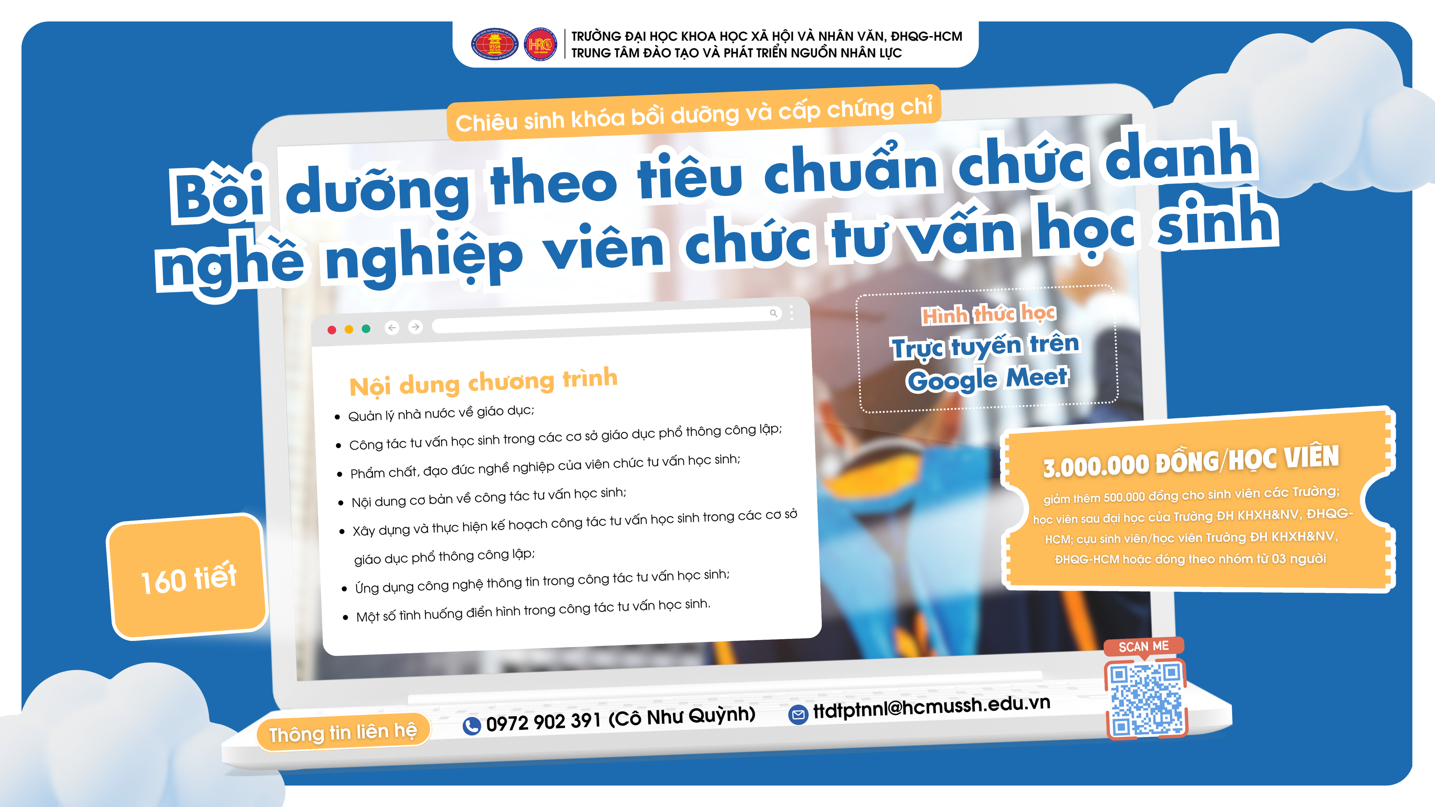 Chiêu sinh khóa Bồi dưỡng theo tiêu chuẩn chức danh nghề nghiệp viên chức tư vấn học sinh (Khóa 1) – Dự kiến khai giảng 27/08/2025