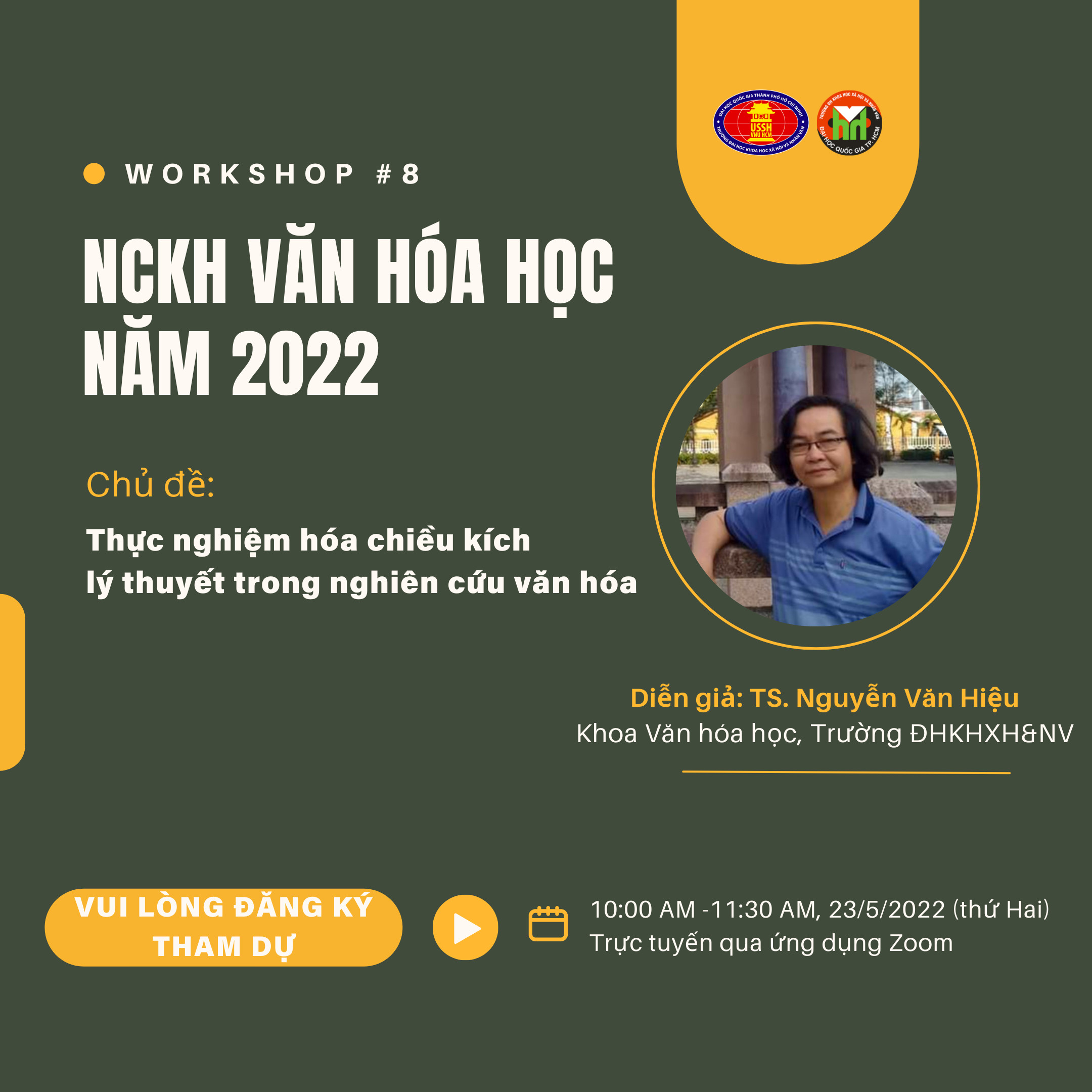 Tọa đàm khoa học Khoa Văn hóa học số 8 năm 2022: Thực nghiệm hóa chiều kích lý thuyết trong nghiên cứu văn hóa