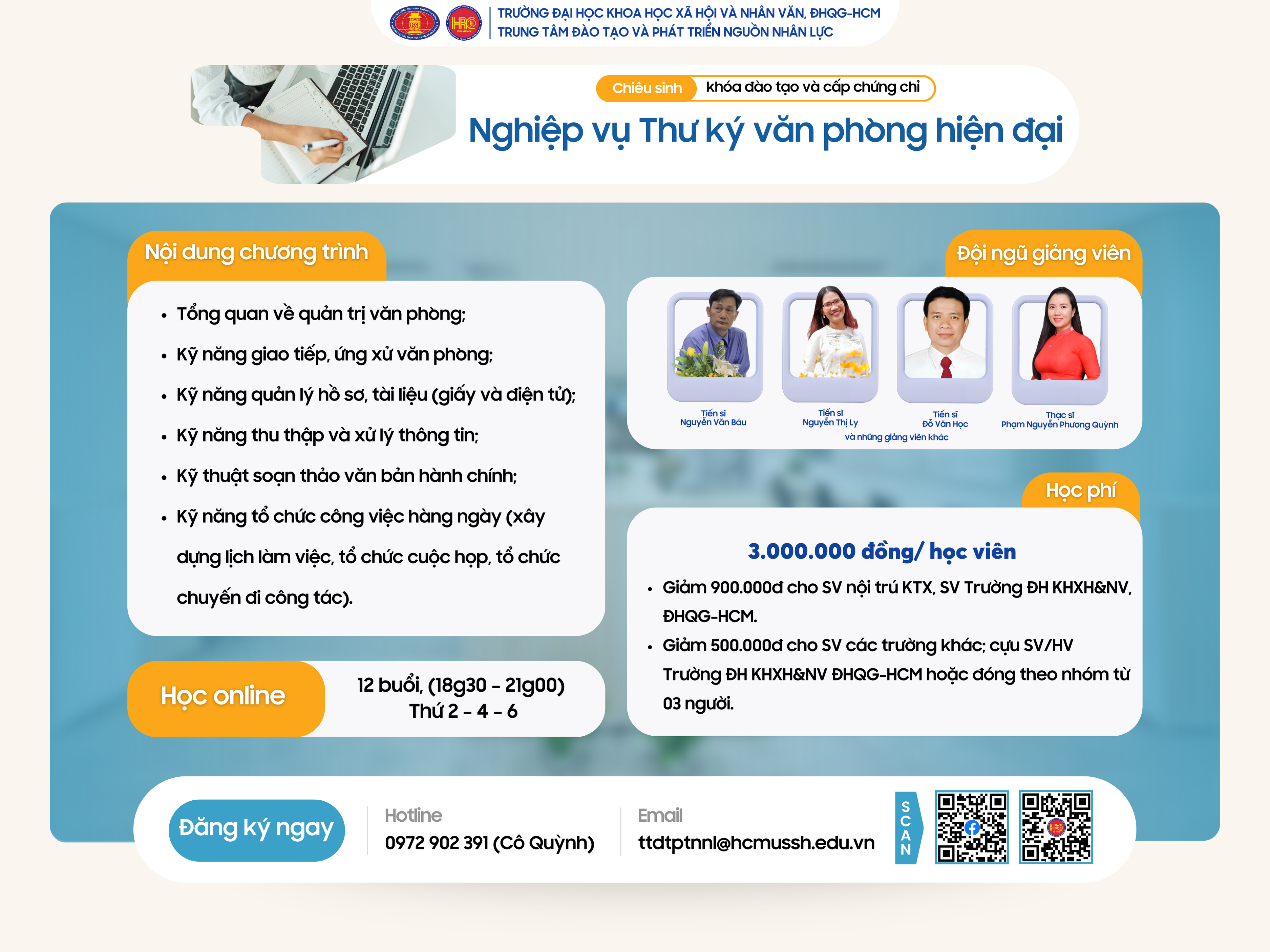 Chiêu sinh Nghiệp vụ Thư ký văn phòng hiện đại (Khóa 6) – Khai giảng 11/07/2025