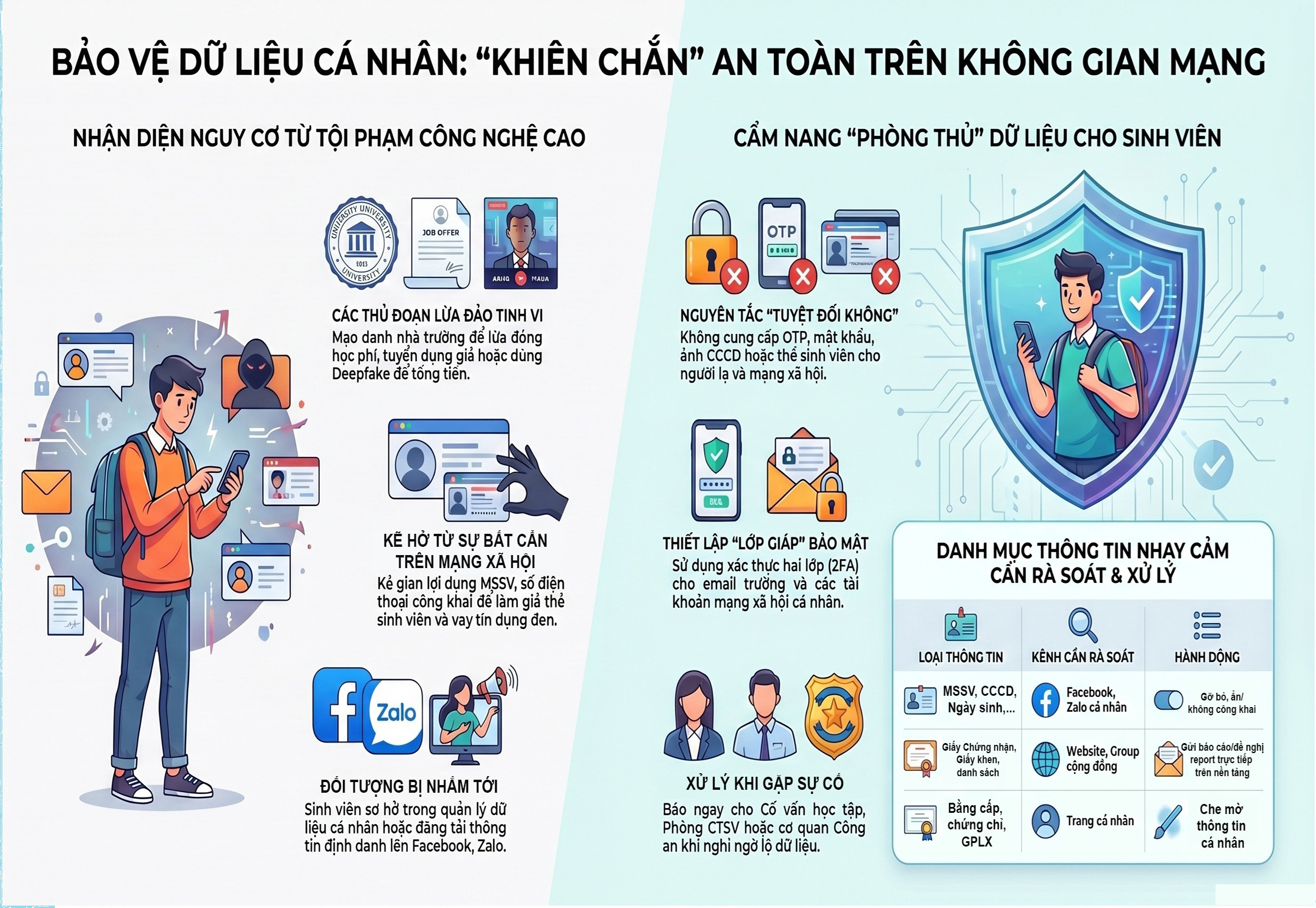 Thông báo tăng cường bảo vệ dữ liệu, thông tin cá nhân của người học và đăng tải thông tin trên các nền tảng mạng xã hội