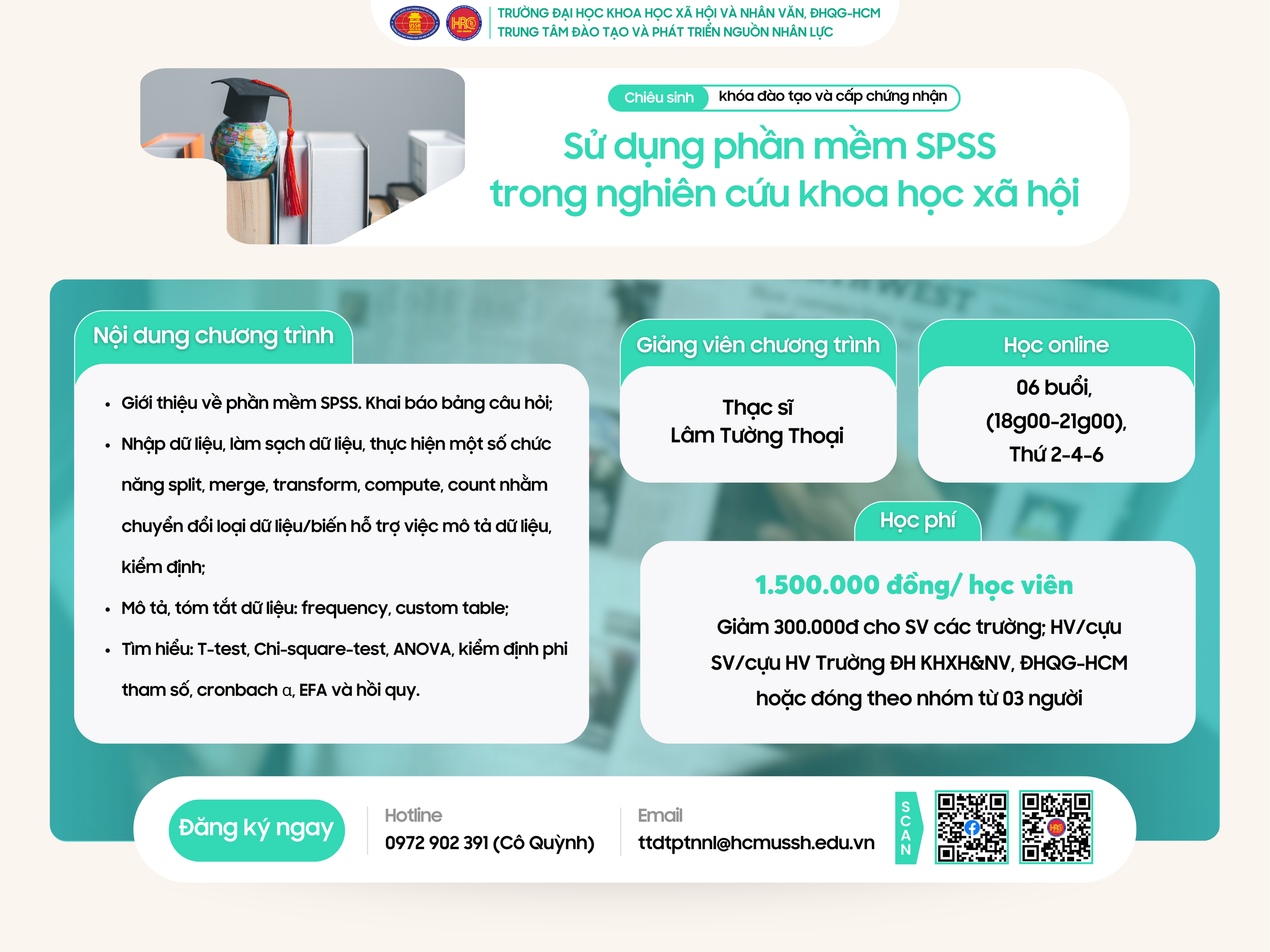 Chiêu sinh khóa đào tạo Sử dụng phần mềm SPSS trong nghiên cứu khoa học xã hội (Khóa 3) – Dự kiến khai giảng 19/09/2025