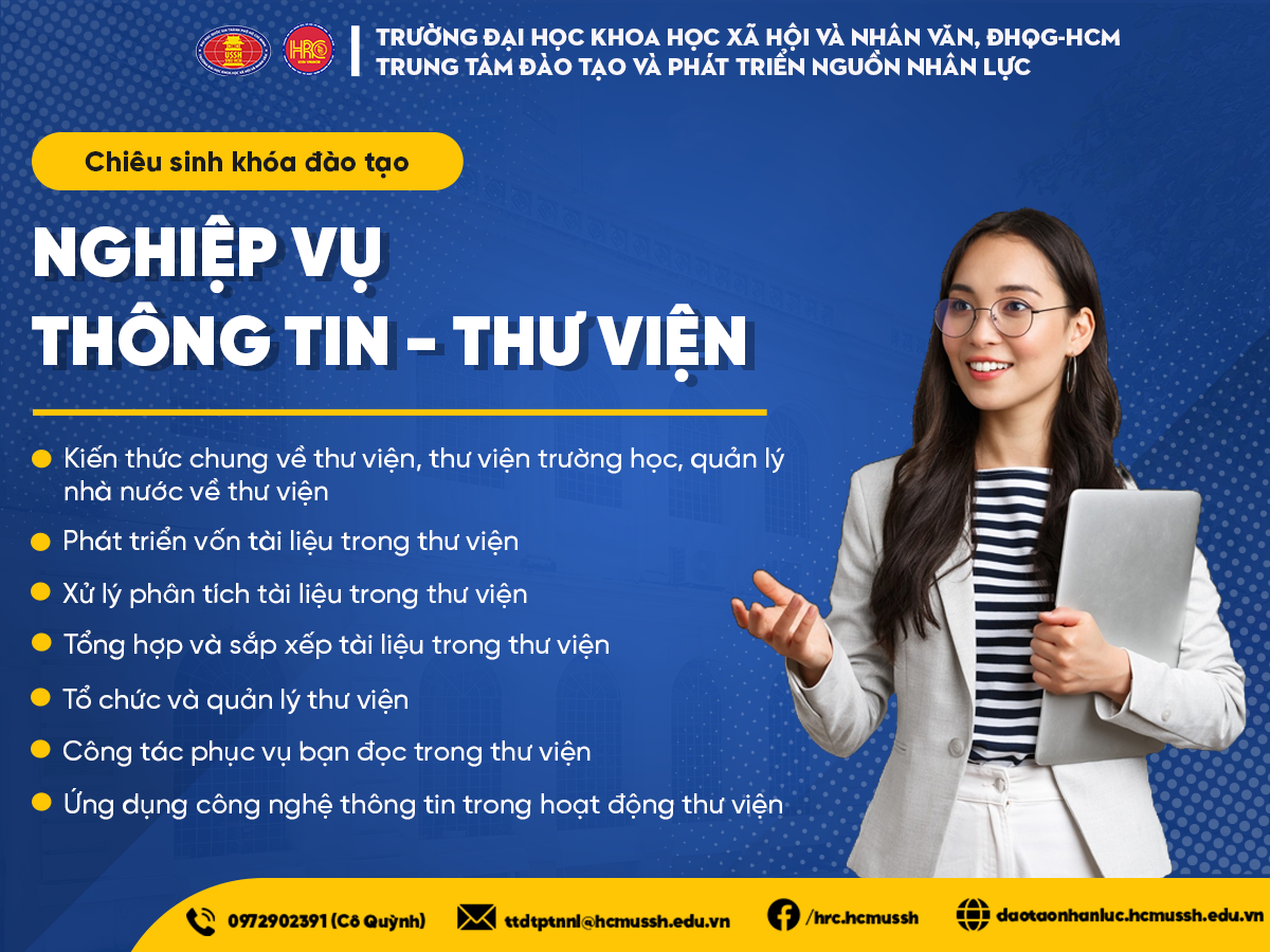 Chiêu sinh khóa đào tạo Nghiệp vụ Thông tin - Thư viện (Khóa 16) - Khai giảng ngày 25/8/2024