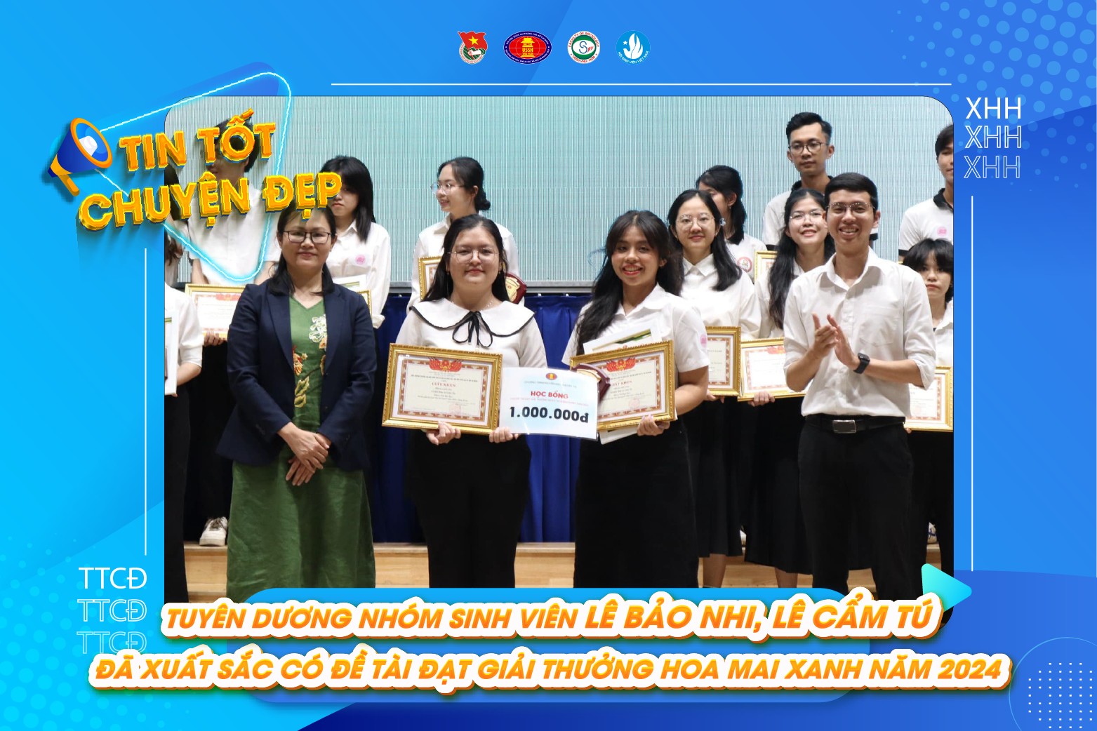 Nhóm sinh viên Lê Bảo Nhi, Lê Cẩm Tú đạt giải thưởng NCKH Hoa Mai Xanh năm 2024