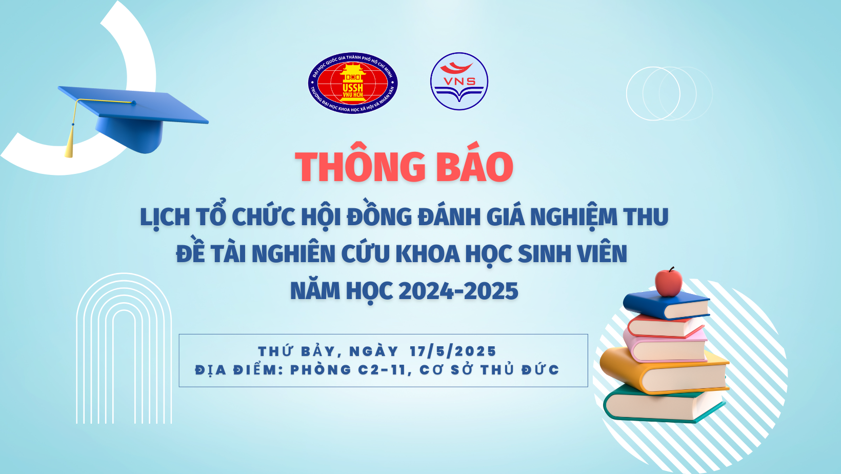 Lịch tổ chức hội đồng đánh giá nghiệm thu đề tài nghiên cứu khoa học sinh viên năm học 2024–2025