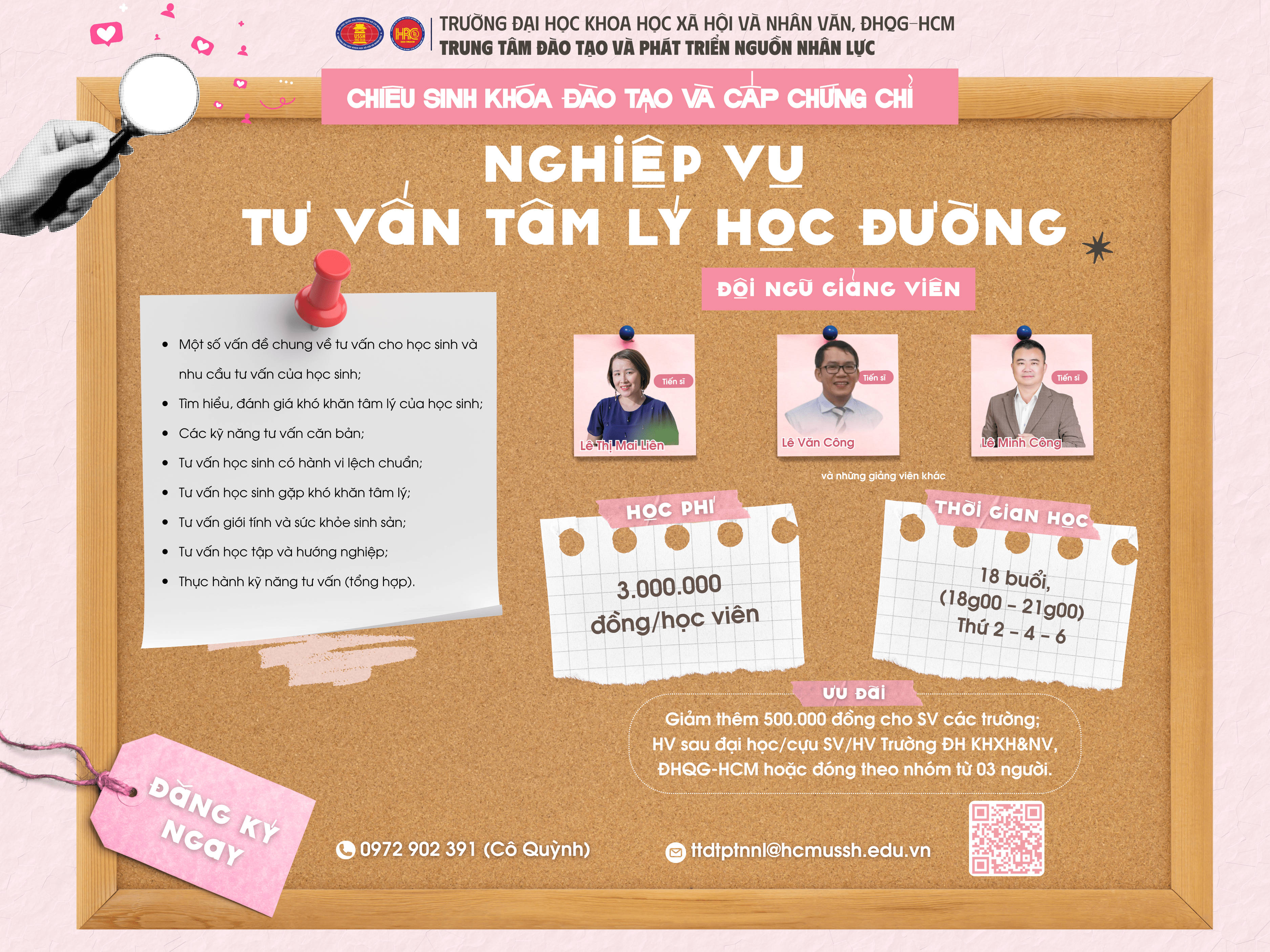Chiêu sinh khóa đào tạo Nghiệp vụ Tư vấn tâm lý học đường (Khóa 36) – Dự kiến khai giảng 29/09/2025