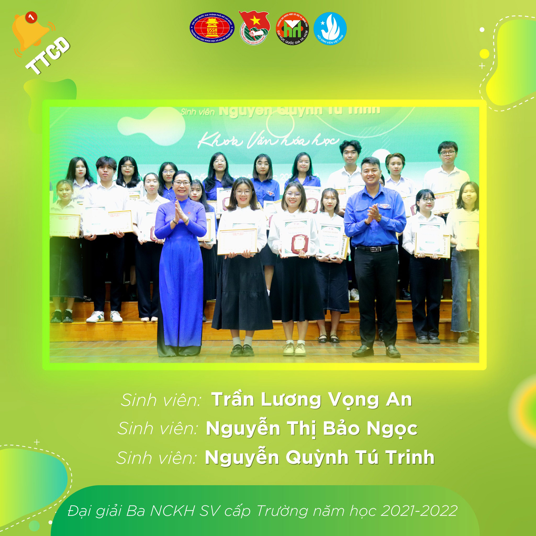 Sinh viên Khoa Văn hóa học xuất sắc nhận tuyên dương giải thưởng nghiên cứu khoa học “hoa mai xanh” năm 2023 💓