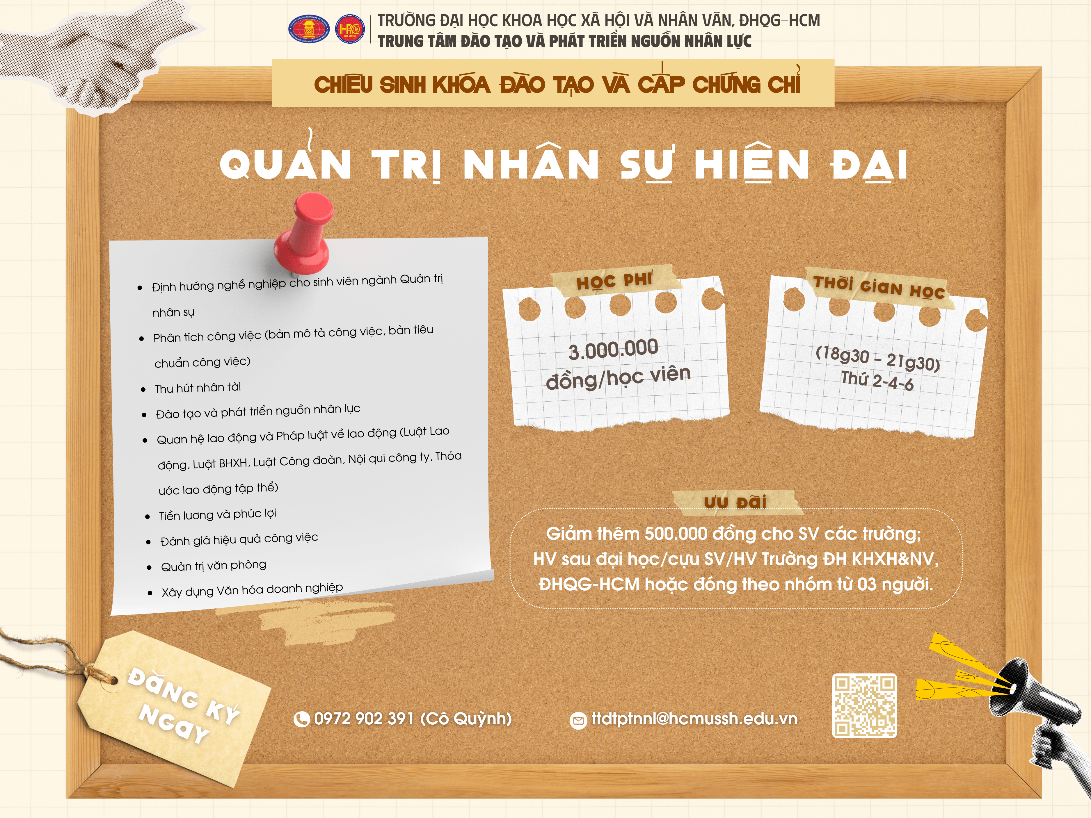 Chiêu sinh khóa đào tạo Quản trị nhân sự hiện đại (Khóa 2) – Dự kiến khai giảng 17/10/2025
