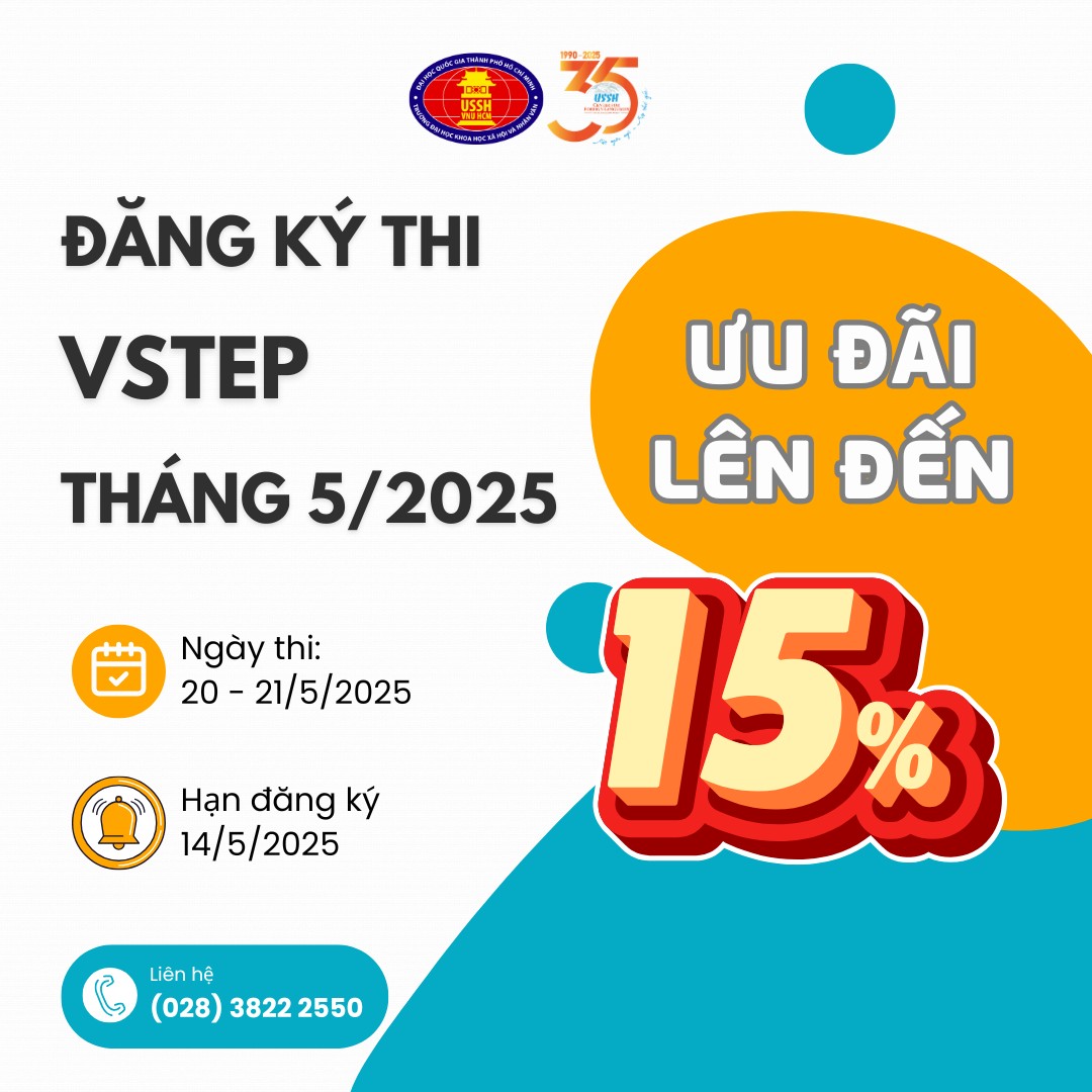 THÔNG BÁO TIẾP NHẬN ĐĂNG KÝ THI VSTEP THÁNG 5/2025