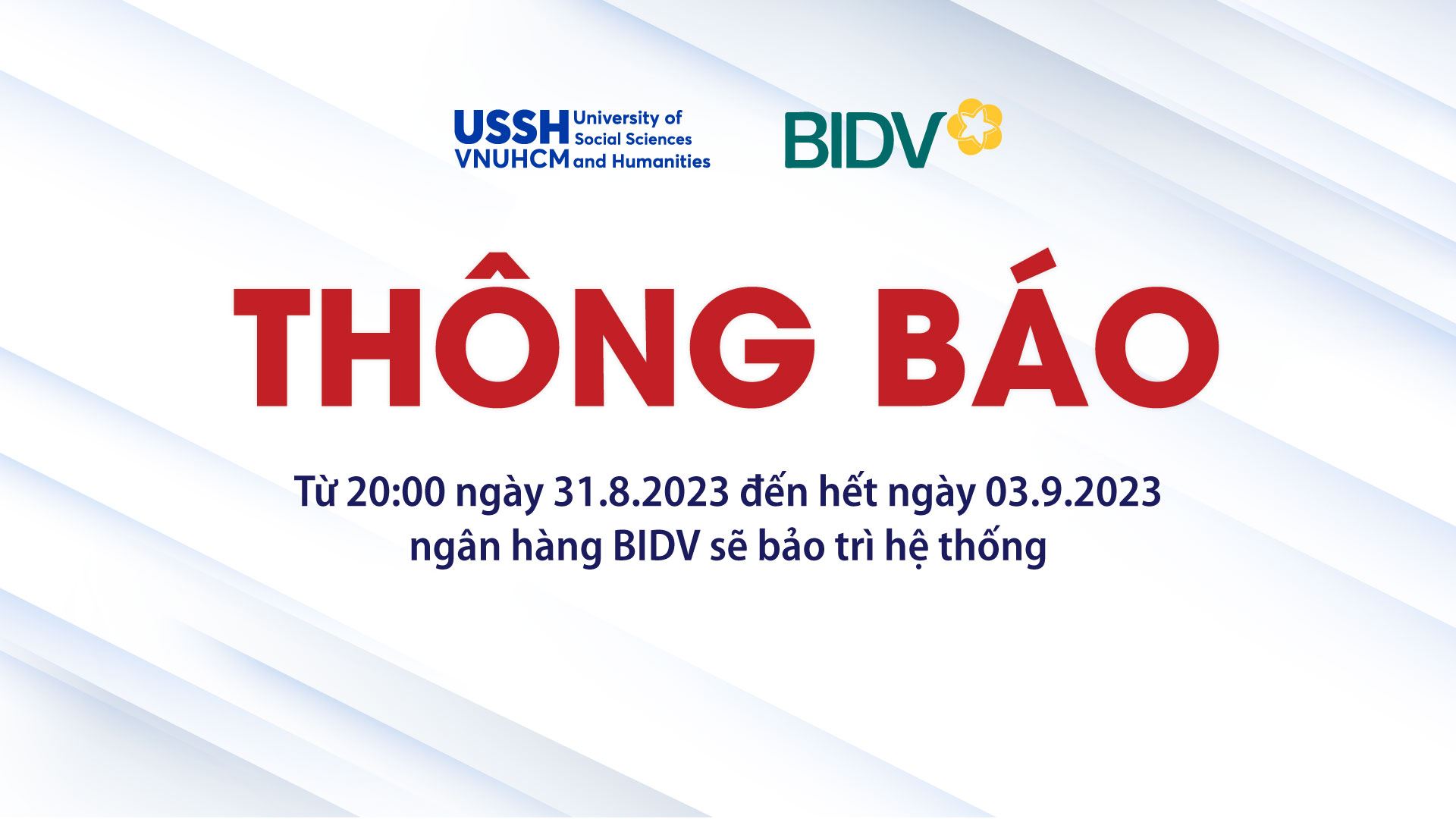 Thông báo về việc thanh toán học phí chuyển khoản qua ngân hàng BIDV