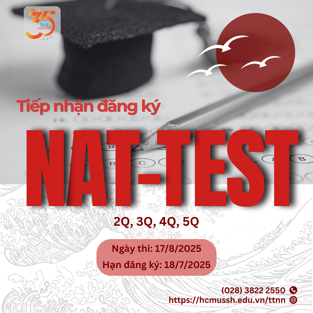 Thông báo tiếp nhận đăng ký thi NAT-TEST tháng 08/2025