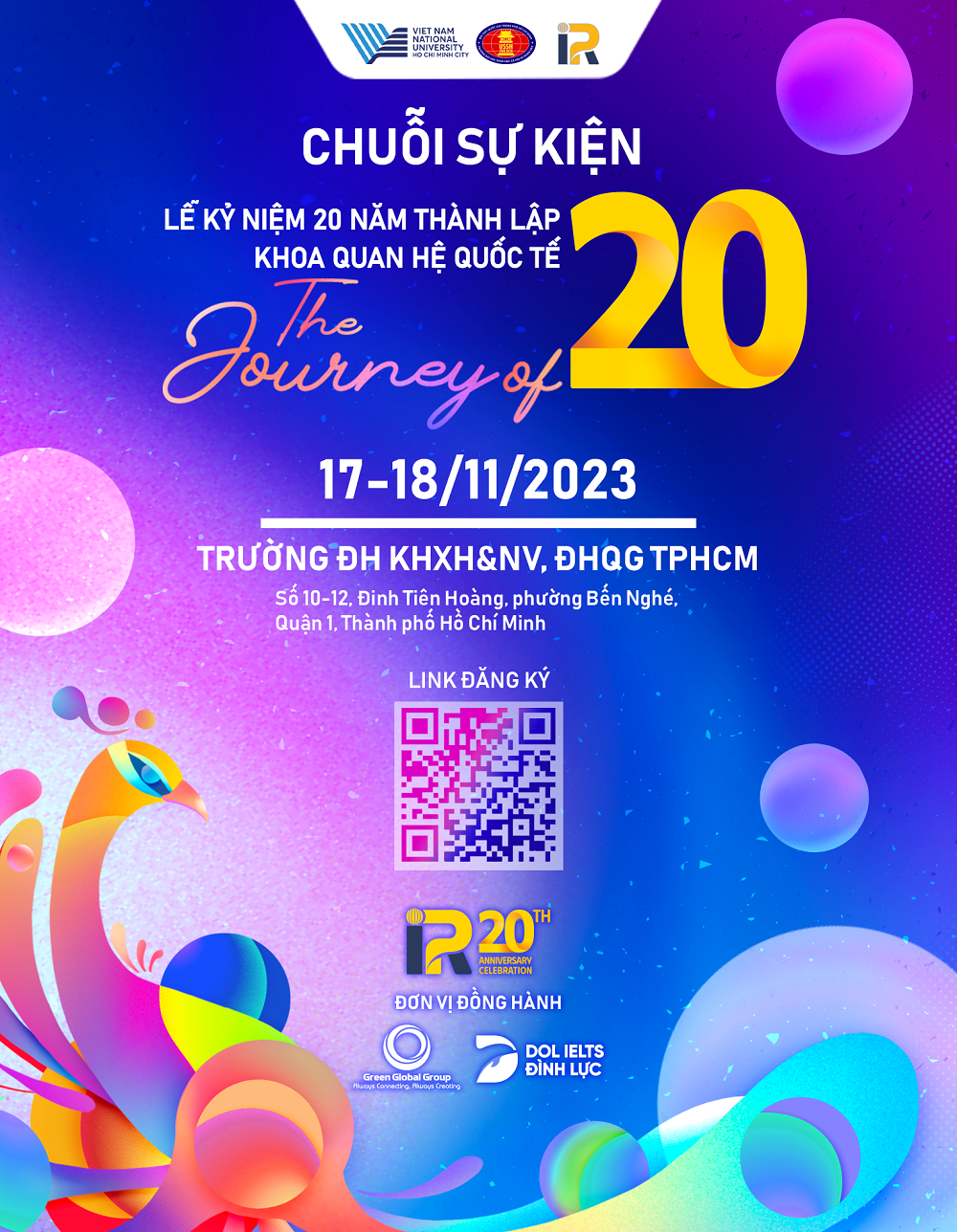 Chính Thức Mở Đăng Ký Vé Tham Gia Chuỗi Sự Kiện Mừng 20 Năm Thành Lập Khoa Quan Hệ Quốc Tế 17-18/11/2023