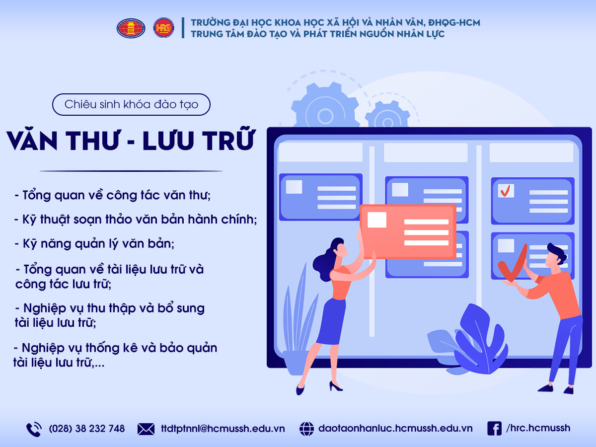 Chiêu sinh khóa đào tạo nghiệp vụ Văn thư – Lưu trữ (khóa 16) – Khai giảng 29/9/2023