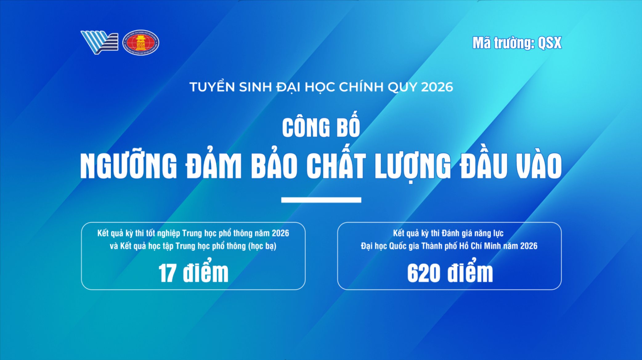 Thông báo ngưỡng đảm bảo chất lượng đầu vào năm 2026