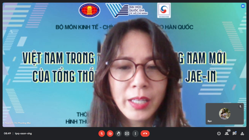 TS. Nguyễn Thị Phương Mai tham gia thảo luận về các chính sách. Ảnh: chụp màn hình