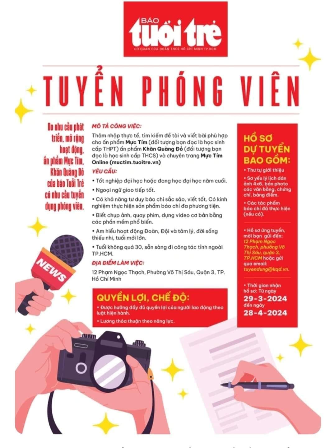 Ấn phẩm Mực Tím, Khăn Quàng Đỏ tuyển phóng viên