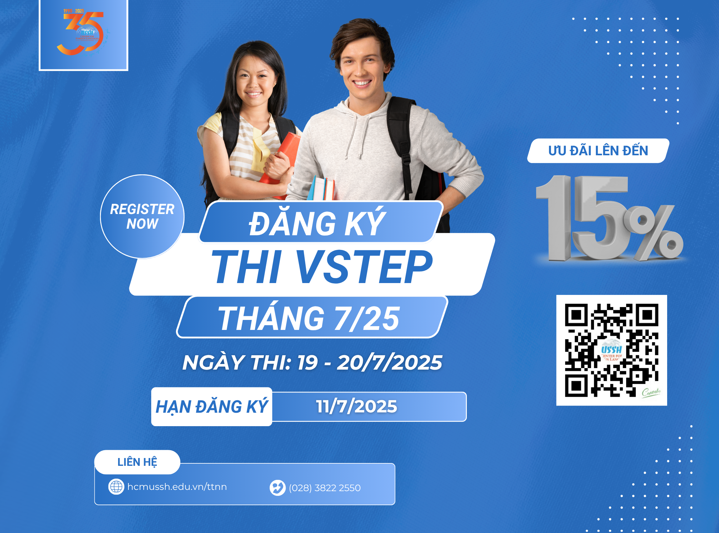 Thông báo tiếp nhận đăng ký thi VSTEP tháng 7/2025