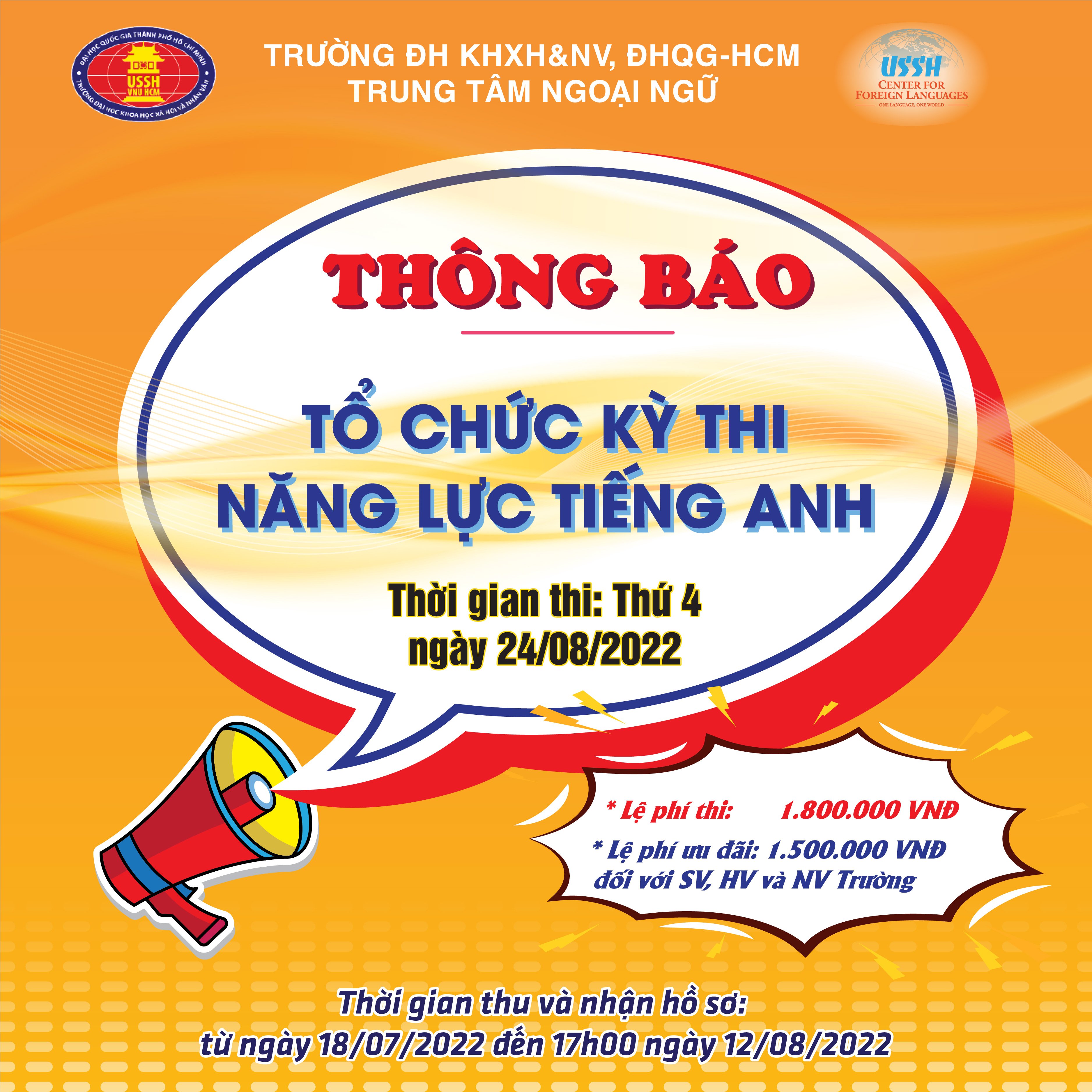 Thông báo tổ chức kỳ thi tiếng Anh bậc 3 - 5 theo Khung năng lực ngoại ngữ 6 bậc dùng cho Việt Nam