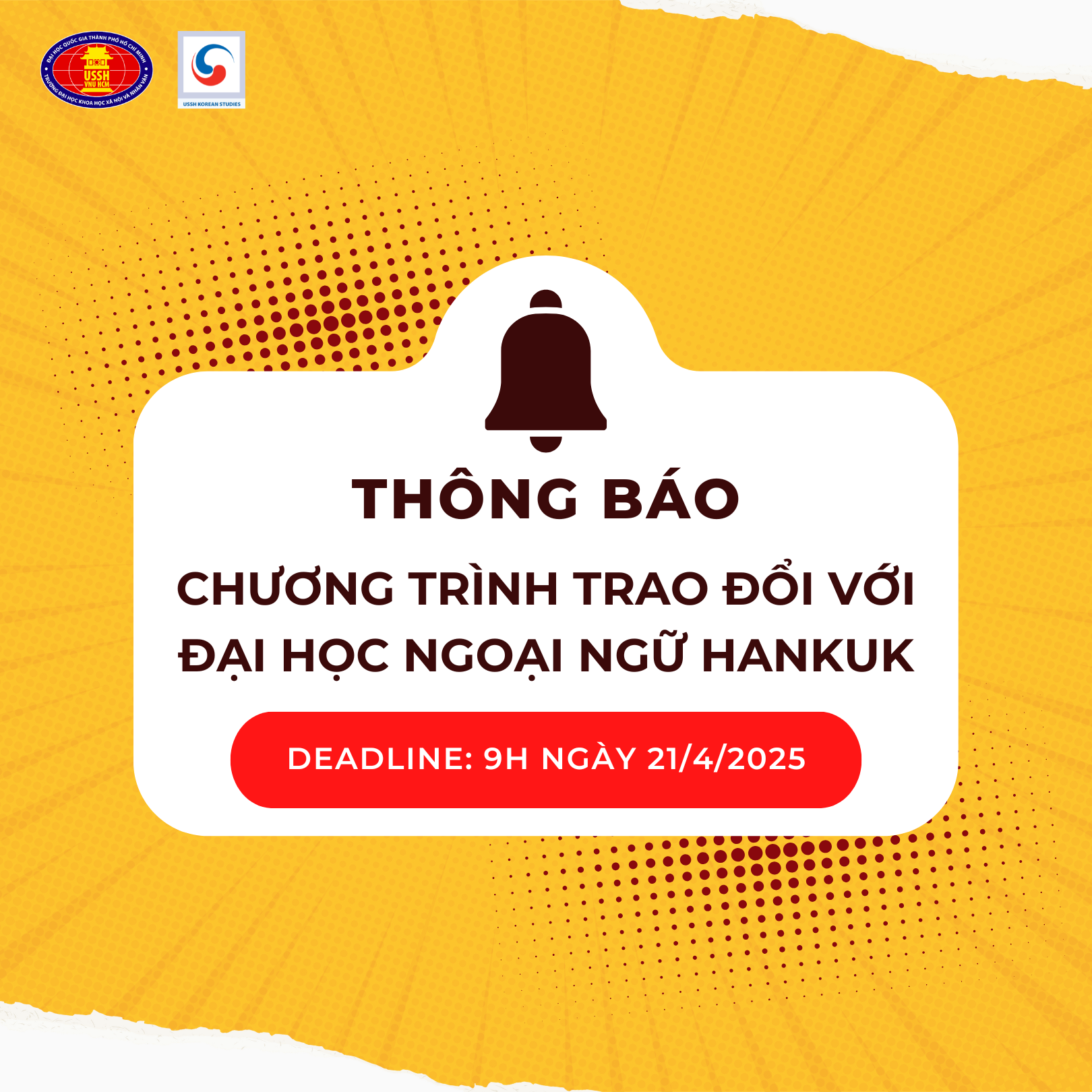 Chương trình trao đổi với Đại học Ngoại ngữ Hankuk, Hàn Quốc học kỳ thu năm 2025