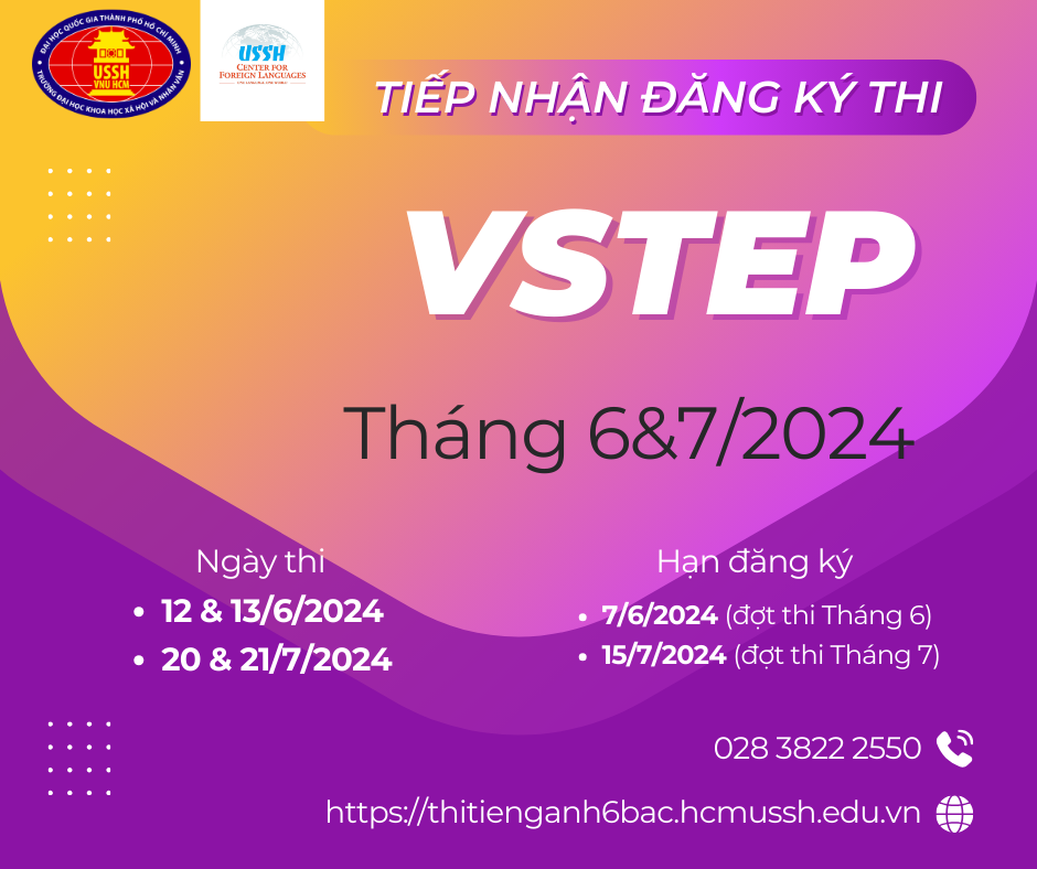 Thông tin tiếp nhận đăng ký thi VSTEP tháng 6&7/2024