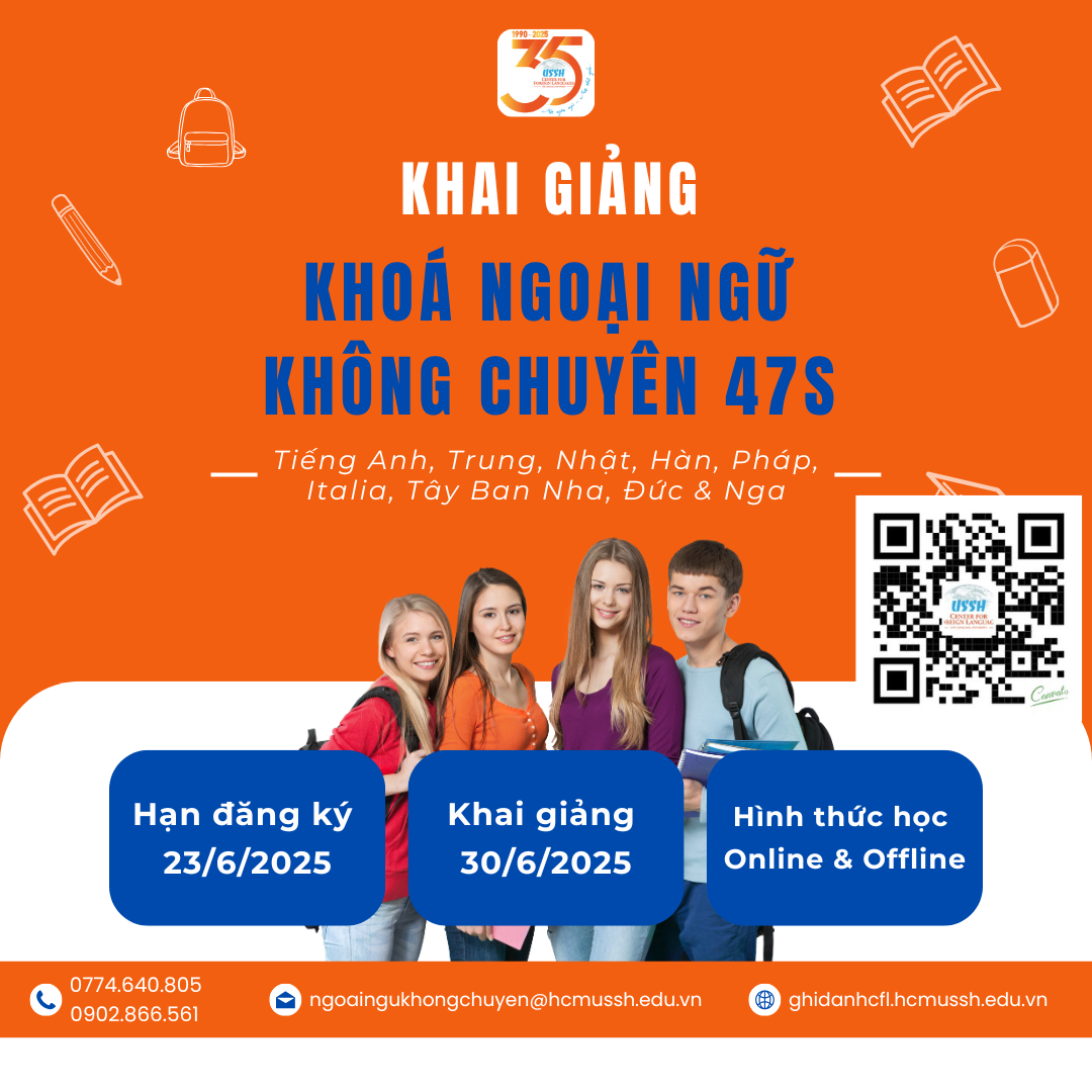 Thông báo đăng ký ngoại ngữ không chuyên khóa 47S (khóa Hè), năm học 2024-2025