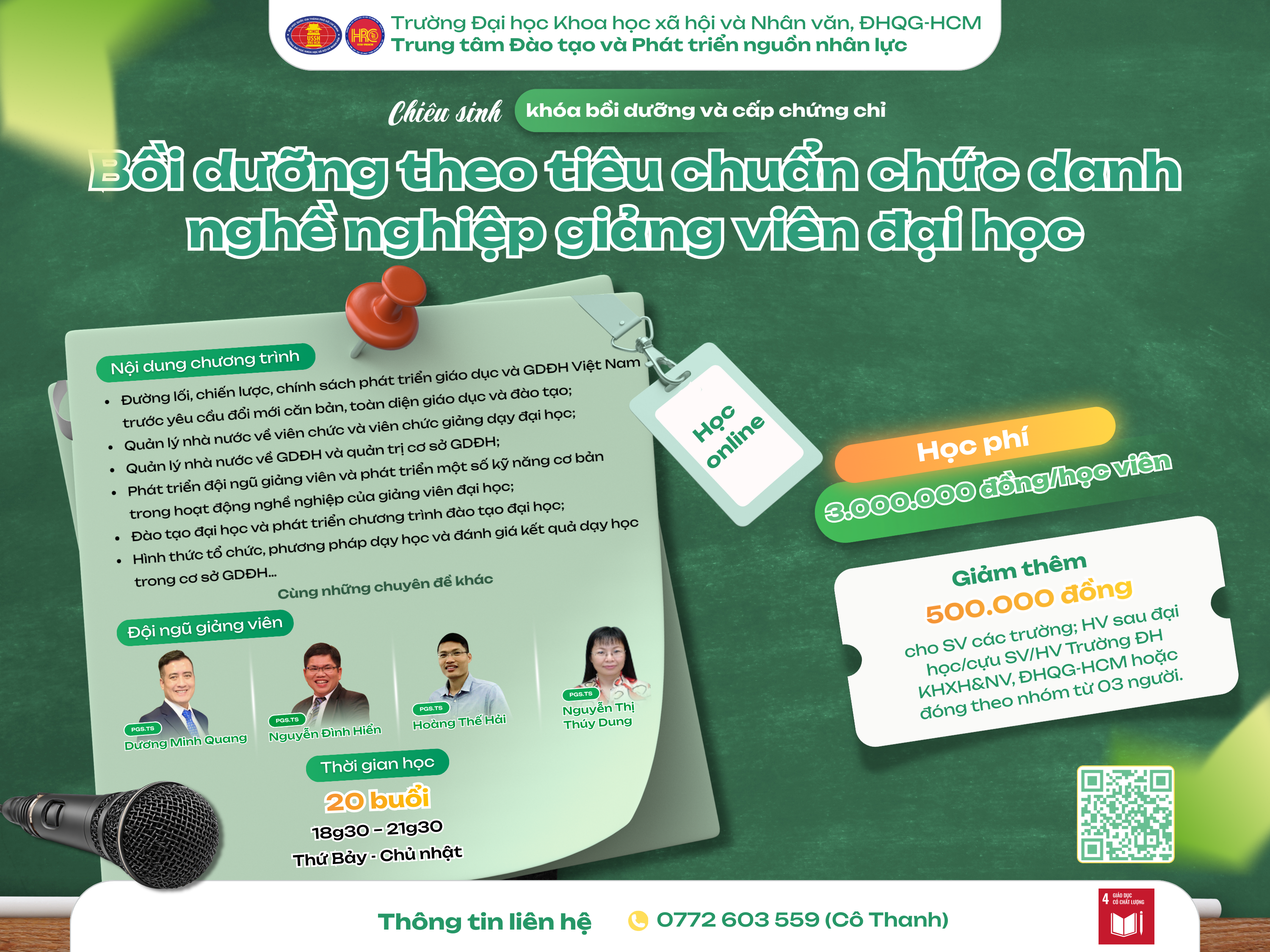 Chiêu sinh khóa đào tạo Bồi dưỡng theo tiêu chuẩn chức danh nghề nghiệp giảng viên đại học (Khóa 16) – Dự kiến khai giảng 28/03/2026