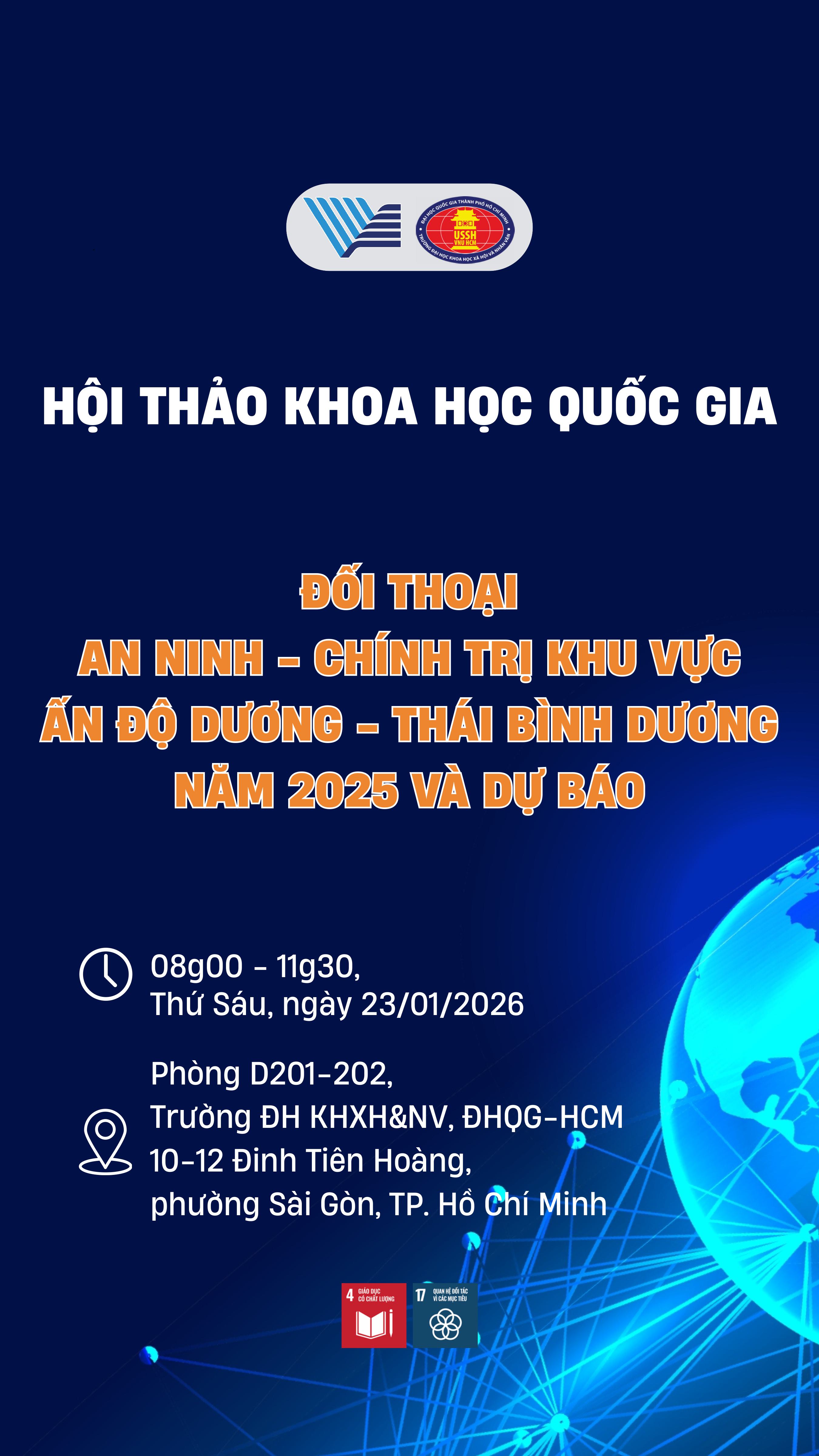 Thông báo Hội thảo khoa học Quốc gia “Đối thoại an ninh - chính trị khu vực Ấn Độ Dương - Thái Bình Dương năm 2025 và dự báo”