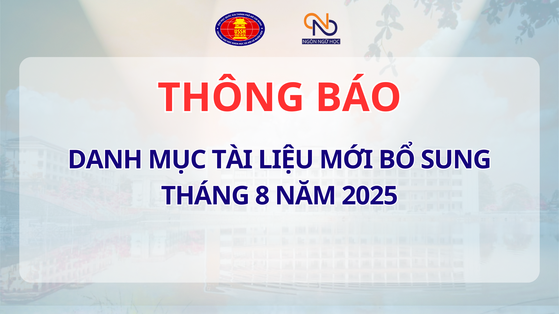 Danh mục tài liệu mới bổ sung tháng 8 năm 2025