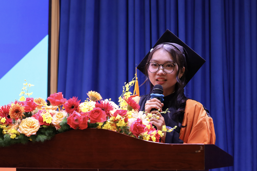 Tân cử nhân Vũ Thanh Tâm khẳng định về một tâm thế luôn vững vàng, sẵn sàng khám phá những “địa hình” mới của thế hệ tân cử nhân - Ảnh: QUỲNH NHƯ