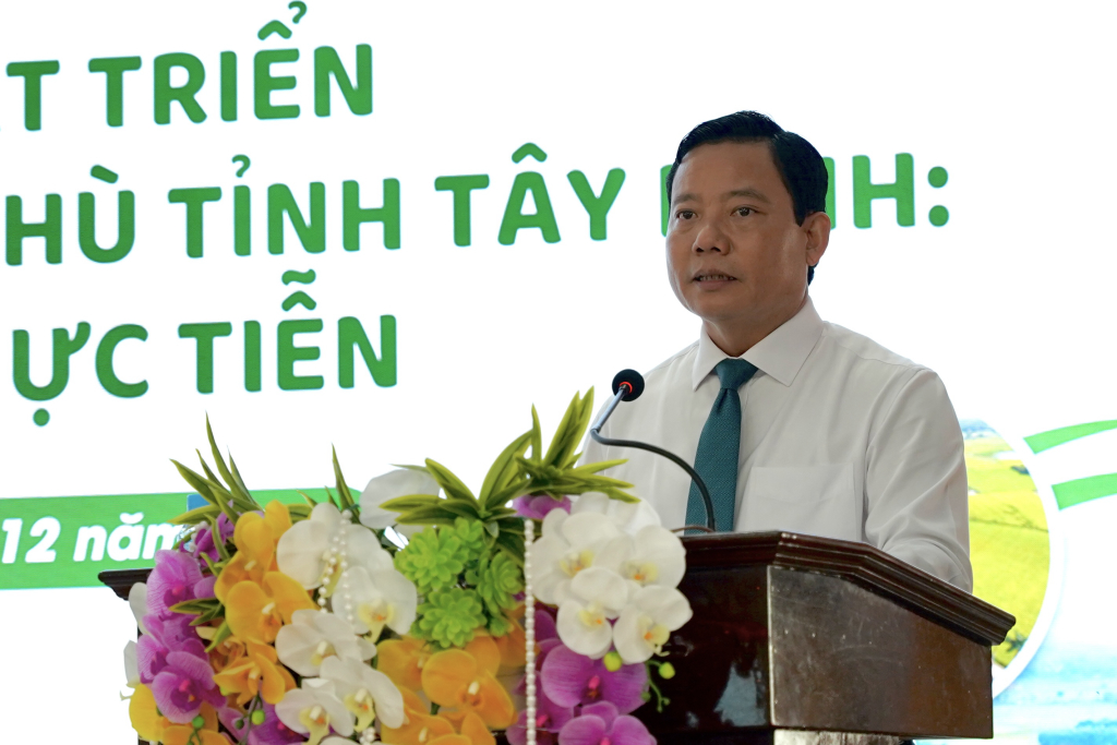 Ông Phạm Tấn Hoà kỳ vọng hội thảo sẽ mang đến thêm nhiều giải pháp thiết thực giúp Làng mai Tân Tây phát triển bền vững - Ảnh: KHÁNH MY